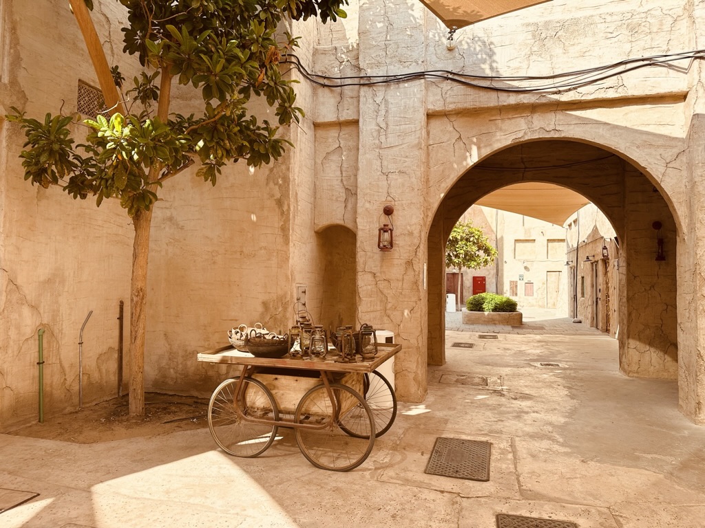 the beautiful alleys of Al Seef with many photo objects