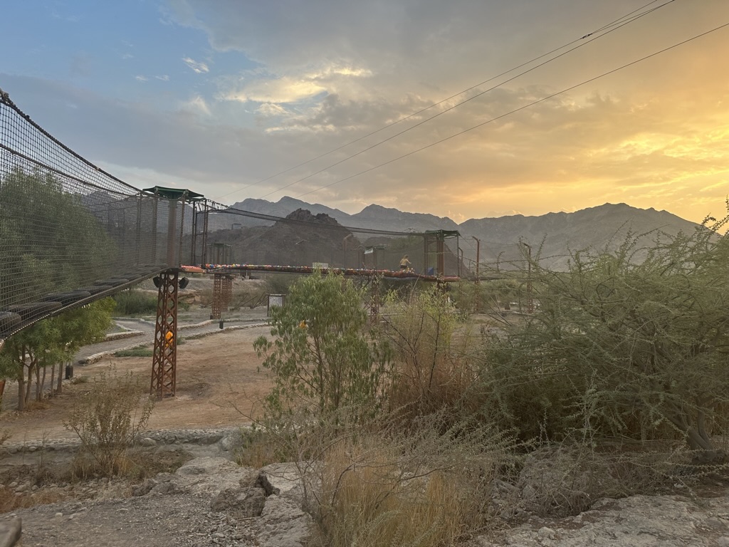 Evening atmosphere in Hatta. In the background you can see the climbing park