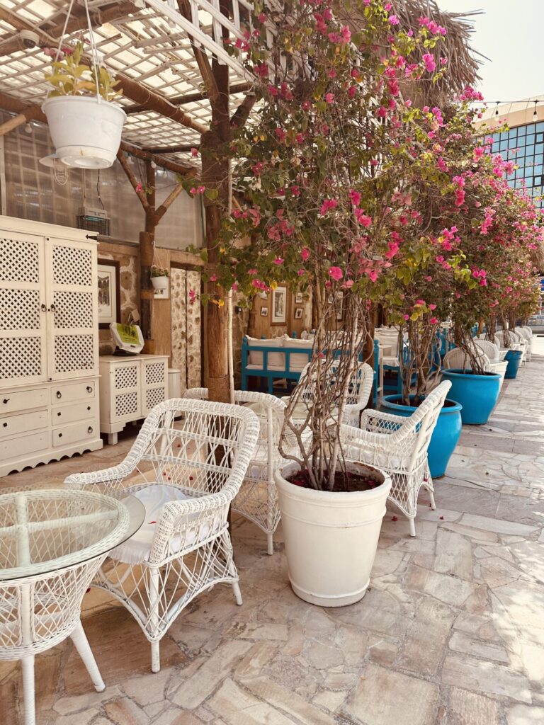 The Arabian Teahouse in Dubai is extremely beautifully decorated - here you can see the outdoor area