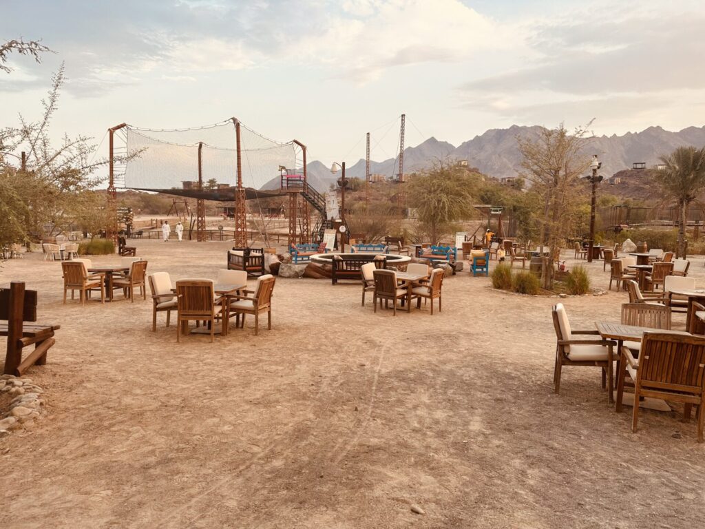 The center of Hatta Wadi Hub with many attractions and dining options.