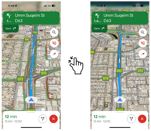 Navigation example from Google in Dubai
