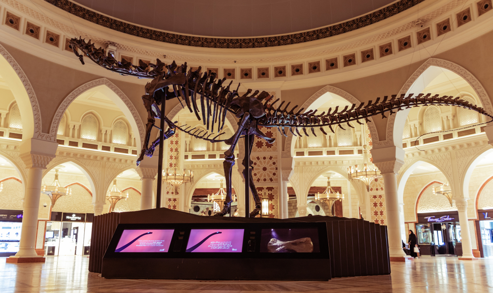 Un peu d'histoire dans le Dubai Mall. Le dinosaure peut être admiré dans toute sa grandeur.