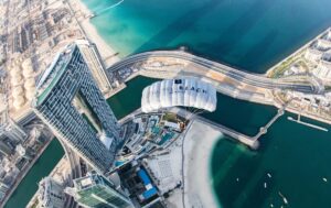 The Address Beach Hotel on the JBR in Dubai is a luxury hotel in a class of its own. Here from a bird's eye view