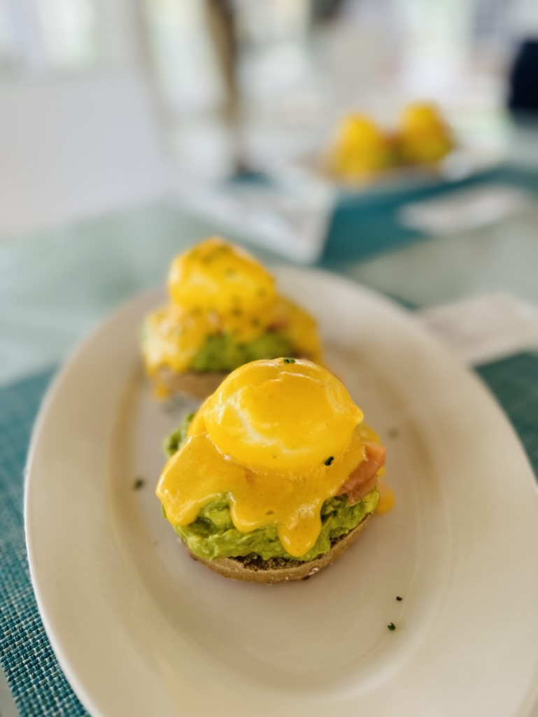Egg Benedict is an egg dish served at The Farm Restaurant
