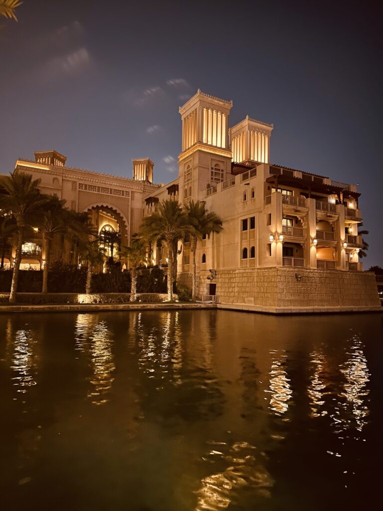 Souk Madinat is an incredibly beautiful area. The Jumeirah Hotel in the background
