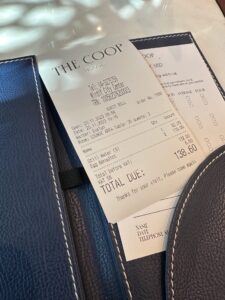 Bill from The Coop Restaurant in City Center Mirdif