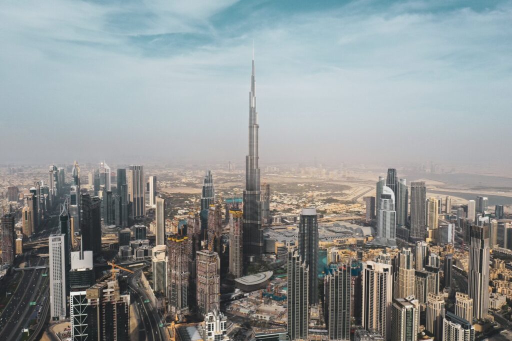 Skyscrapers in Dubai with Burj Khalifa